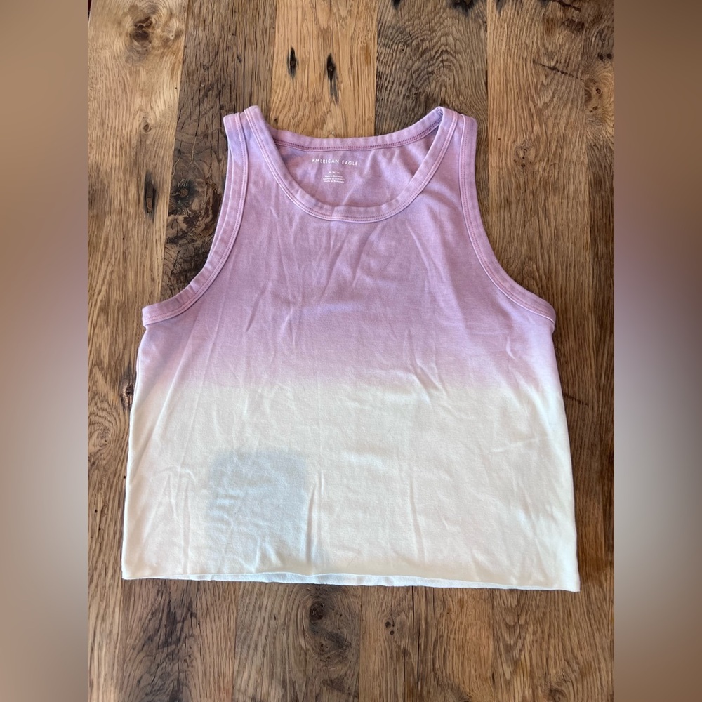 American Eagle Outfitters Purple and White Ombre Tank Top